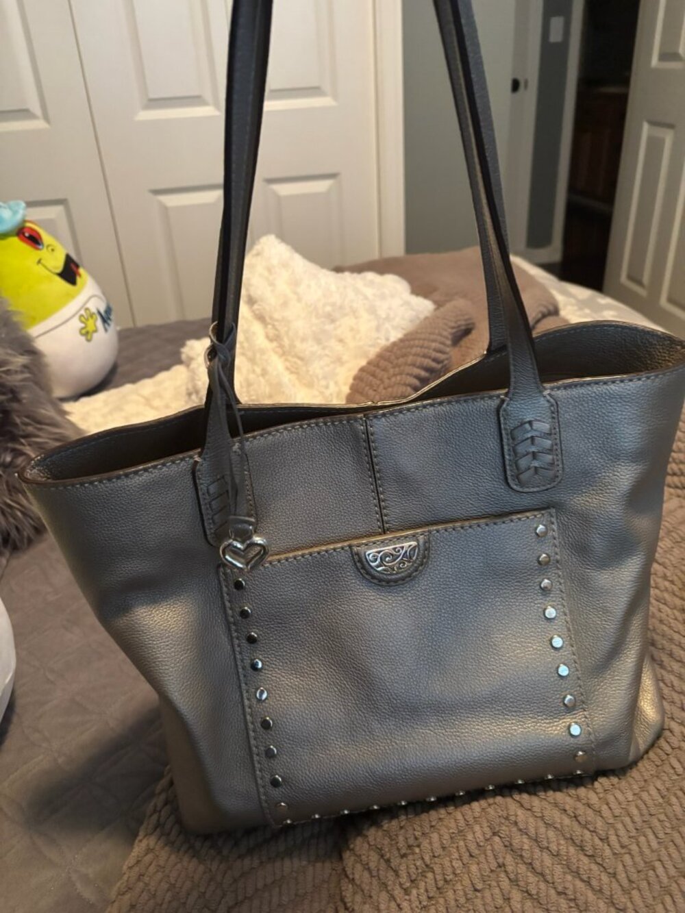 Brighton Gray Pretty Tough Tote with matching wallet